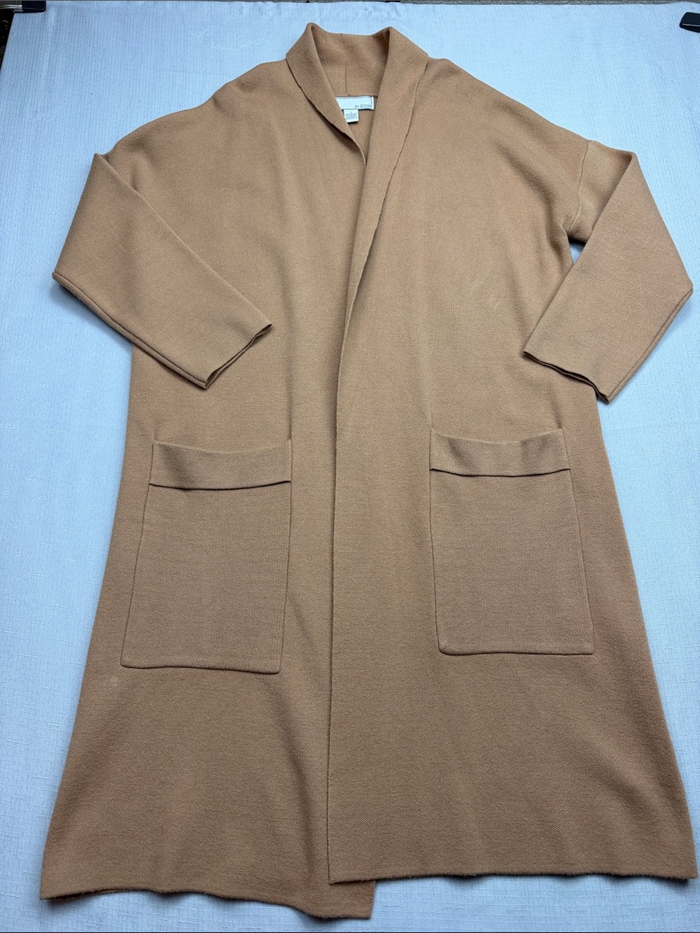 Open-Front Long Cardigan Camel